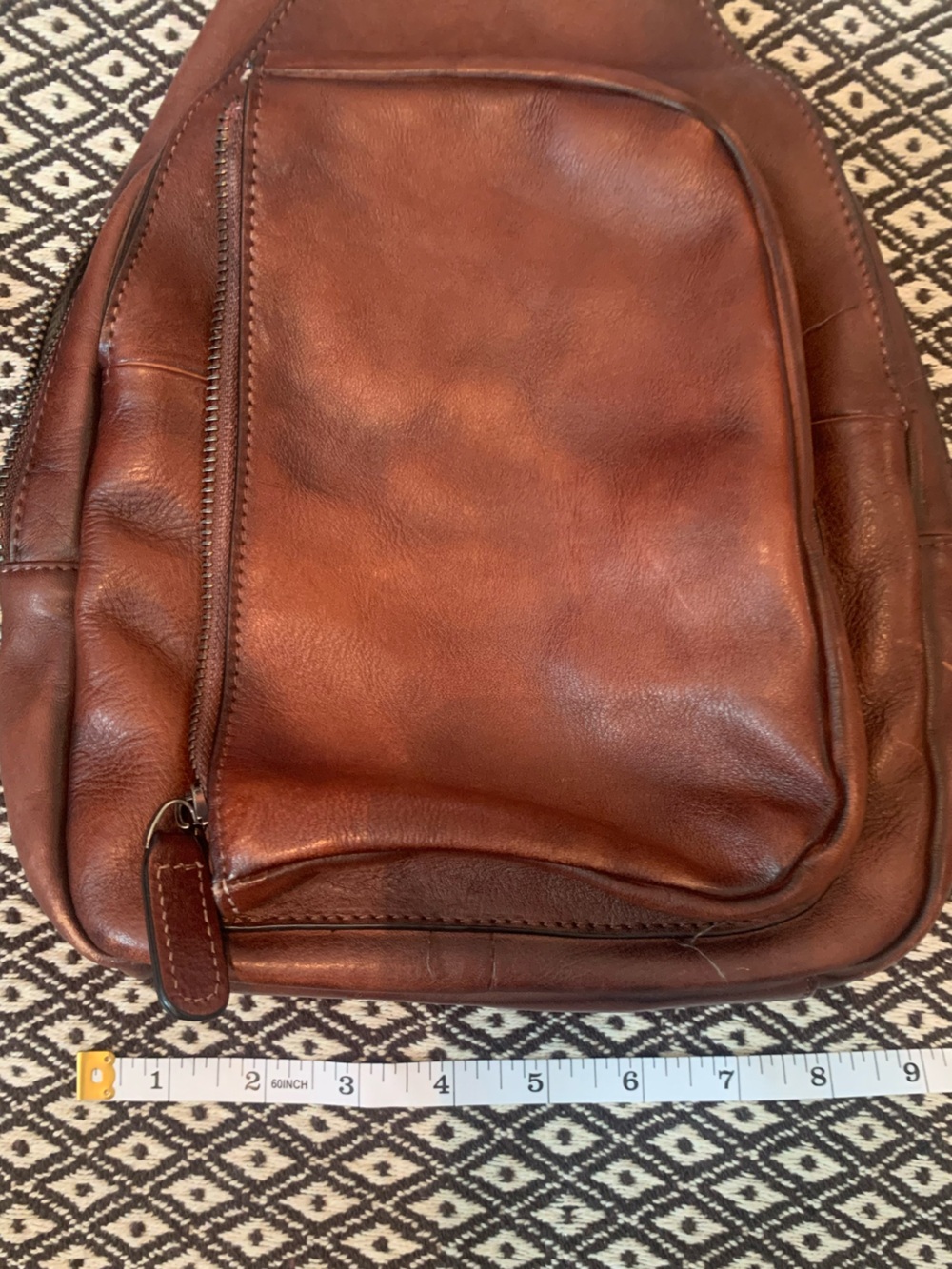 Men's Brown Leather Sling Bag - Picture 3 of 5